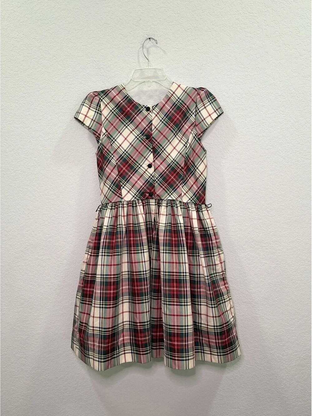 Polo Ralph Lauren Girls Plaid Fit & Flare Dress Cap Sleeve Size 16